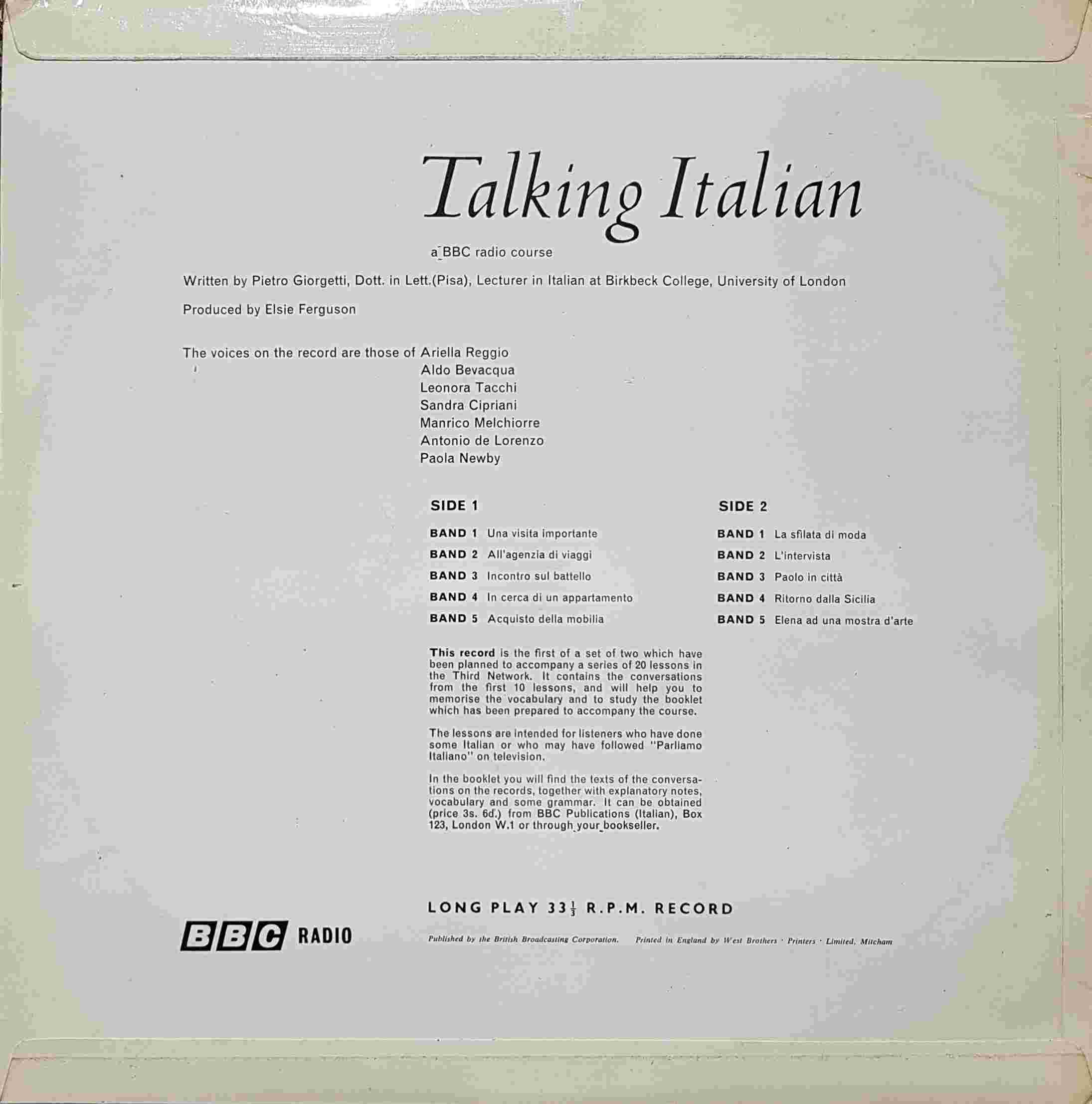 Picture of OP 31/32 Talking Italian - Lessons 1 - 10 by artist Pietro Giorgetti from the BBC records and Tapes library